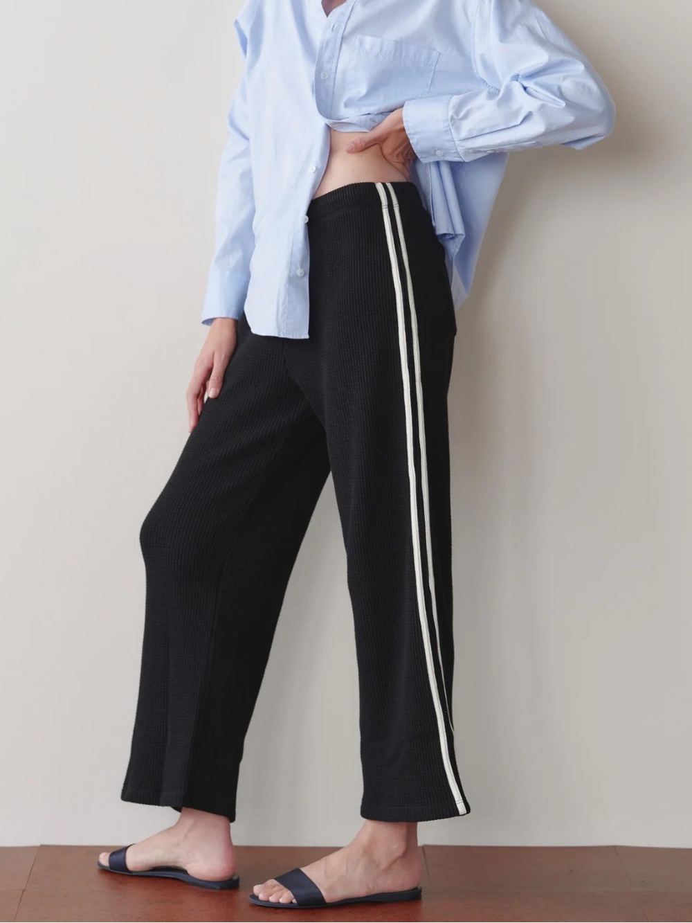 DONNI. Thermal Crop Stripe Pant Medium
